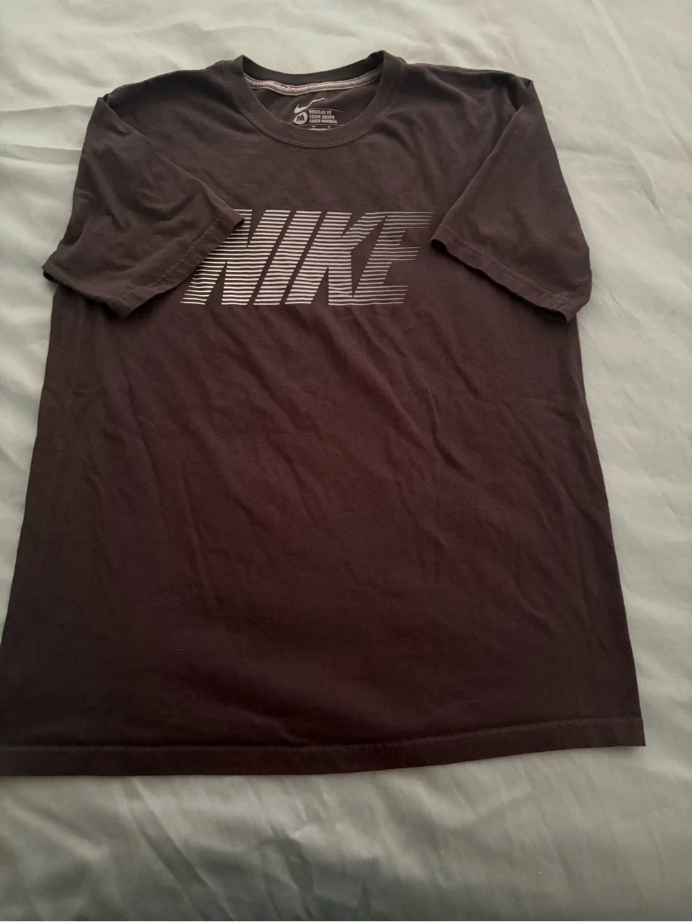 Nike Men's Dark Brown Striped Logo Tee